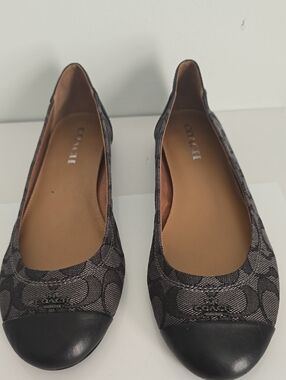 Coach Black & Brown Signature Canvas Cap-Toe Flats